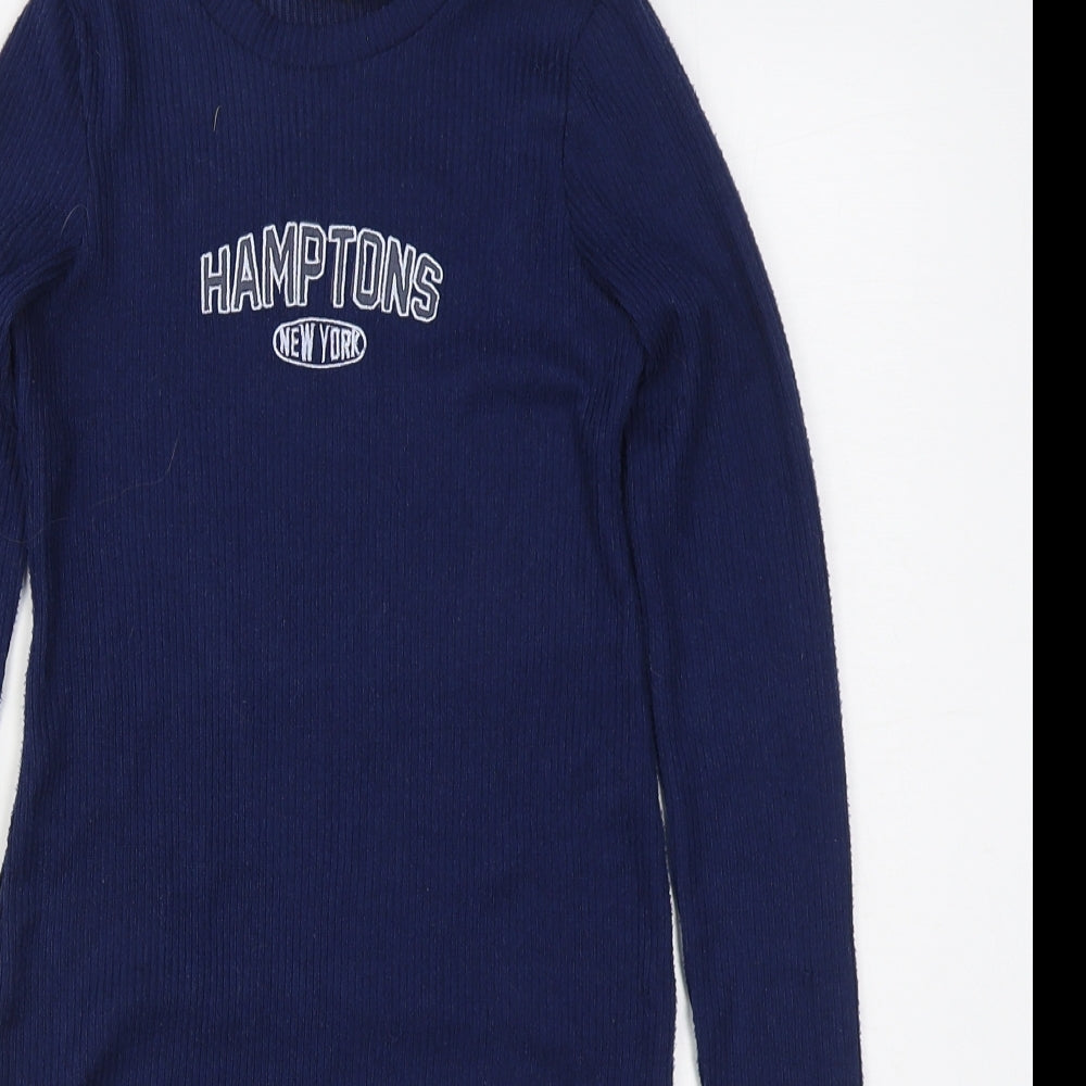Primark Girls Blue  Polyester Jumper Dress  Size 10-11 Years  Round Neck Pullover