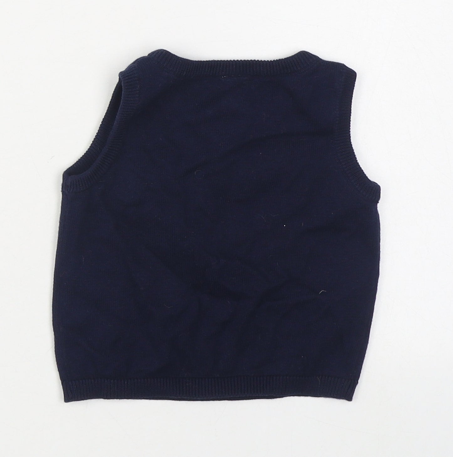 H&M Boys Blue  100% Cotton Vest Jumper Size 6-9 Months  Pullover