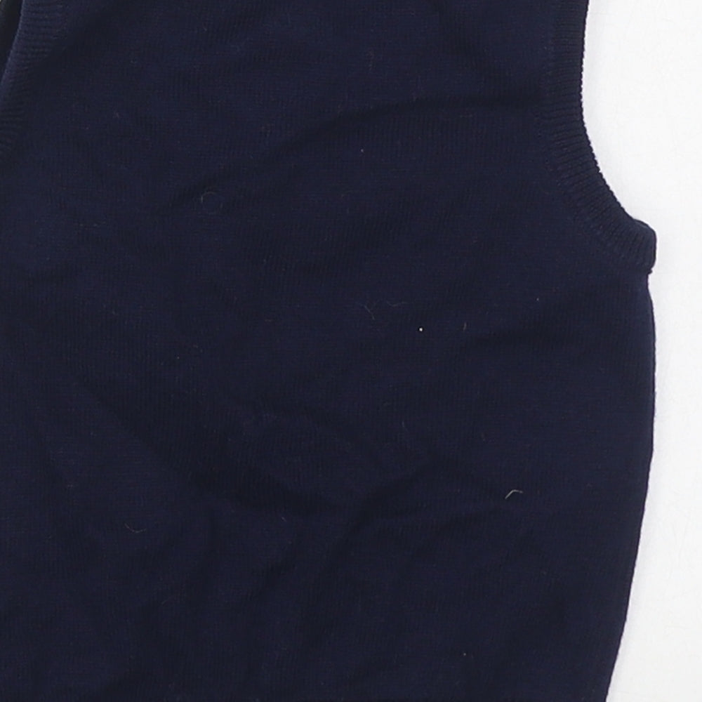 H&M Boys Blue  100% Cotton Vest Jumper Size 6-9 Months  Pullover