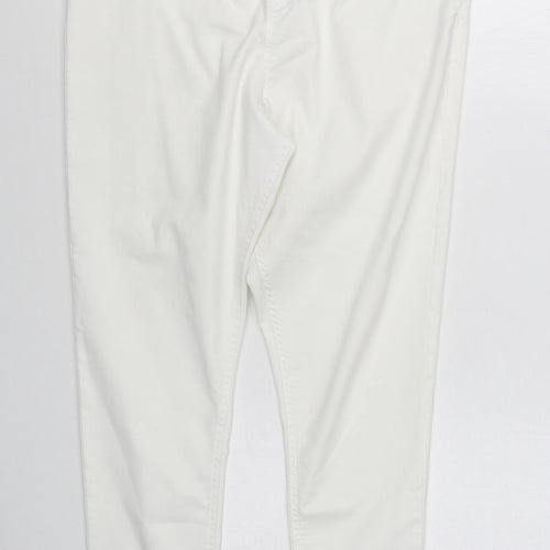 F&F Womens White  Cotton Straight Jeans Size 18 L29 in Regular Zip