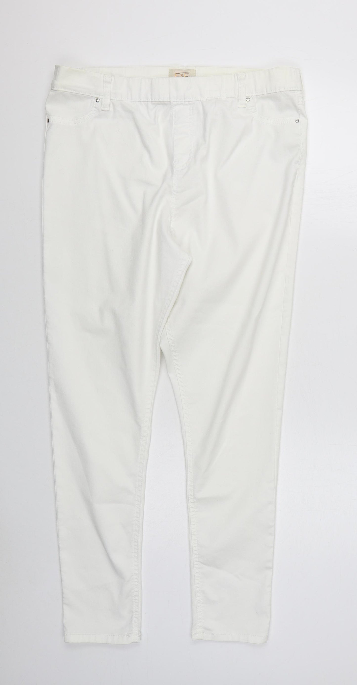 F&F Womens White  Cotton Straight Jeans Size 18 L29 in Regular Zip