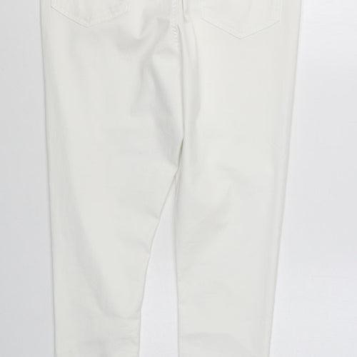F&F Womens White  Cotton Straight Jeans Size 18 L29 in Regular Zip
