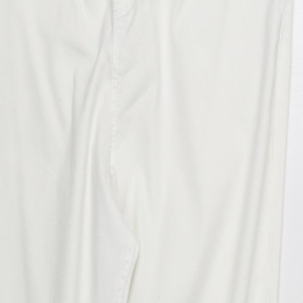 F&F Womens White  Cotton Straight Jeans Size 18 L29 in Regular Zip