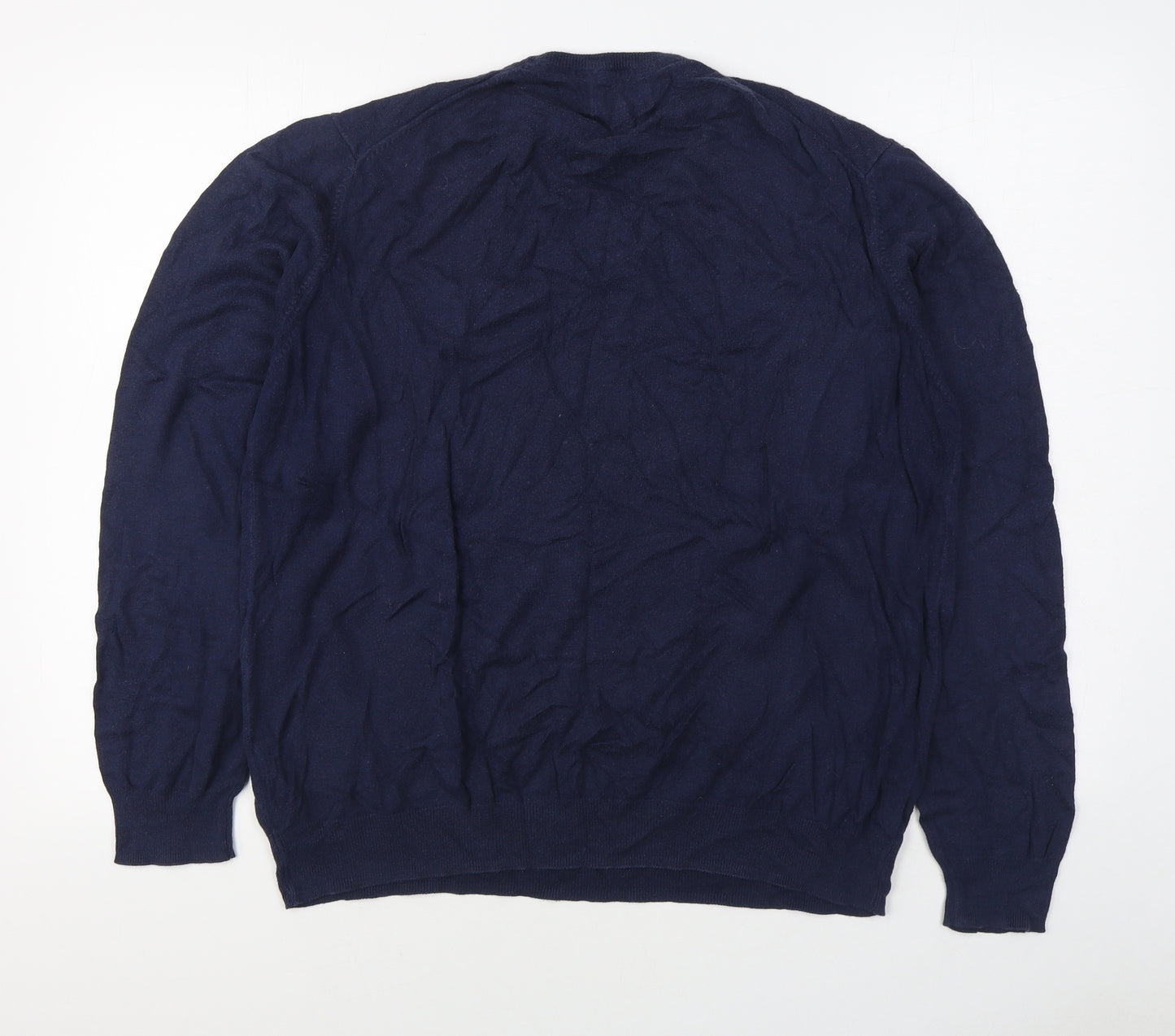 Marks and Spencer Mens Blue V-Neck  Cotton Pullover Jumper Size XL