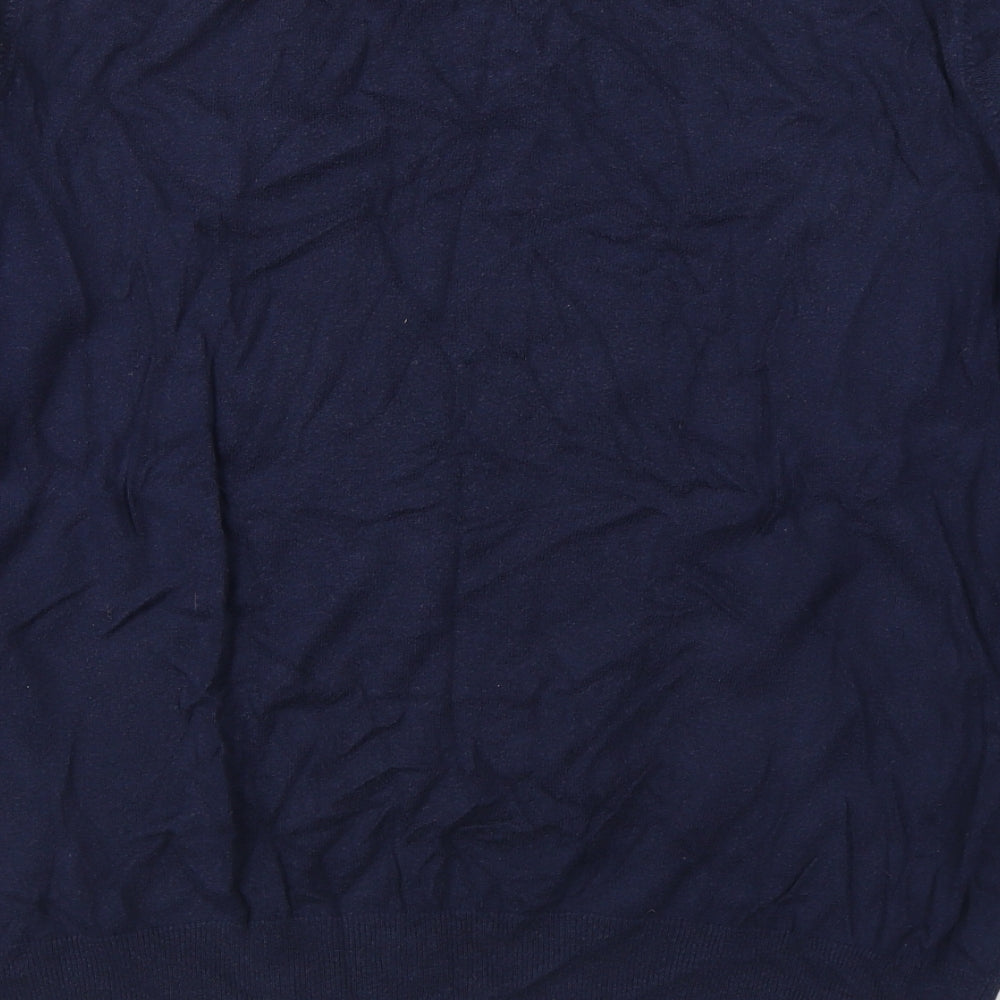 Marks and Spencer Mens Blue V-Neck  Cotton Pullover Jumper Size XL