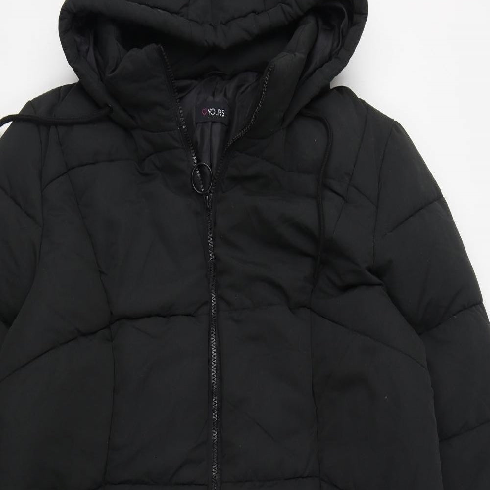 Yours Womens Black   Quilted Coat Size 20  Zip