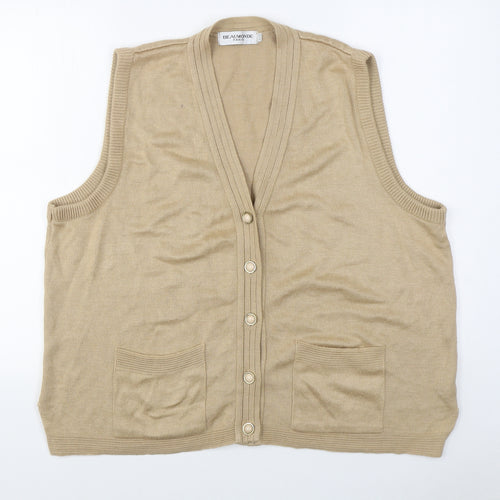 Beaumonde Womens Beige V-Neck  Acrylic Cardigan Jumper Size 22
