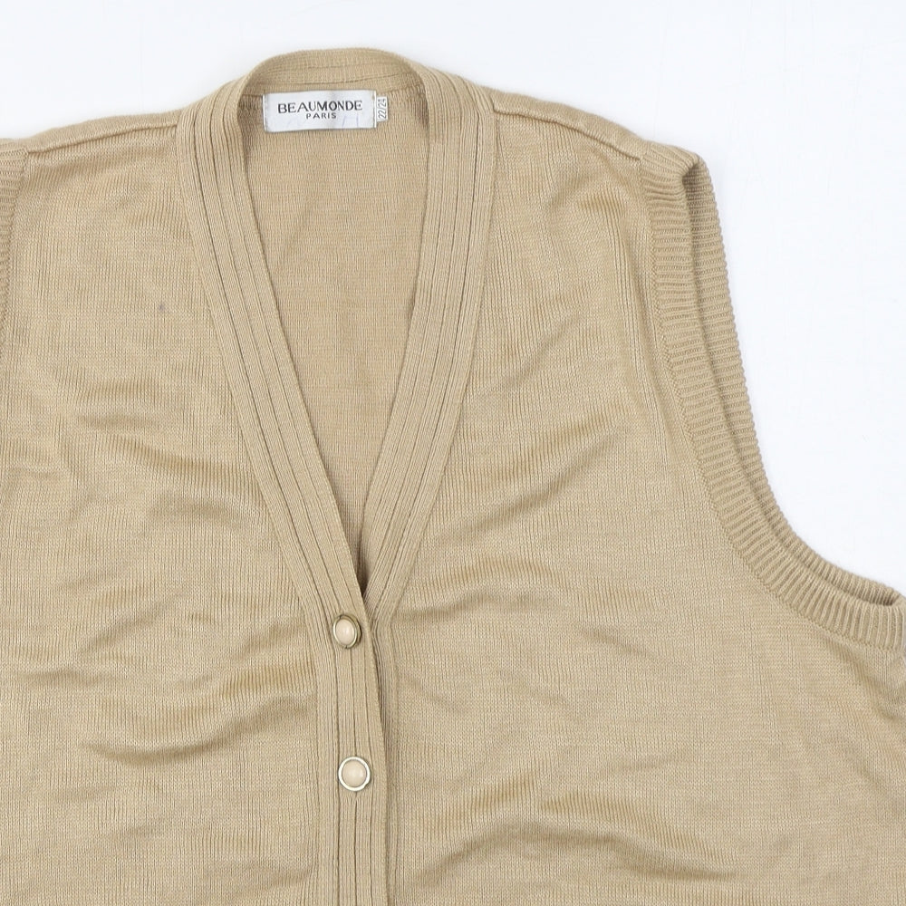 Beaumonde Womens Beige V-Neck  Acrylic Cardigan Jumper Size 22