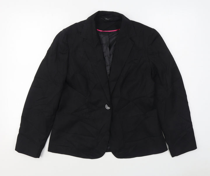 BHS Womens Black   Jacket Blazer Size 12  Button