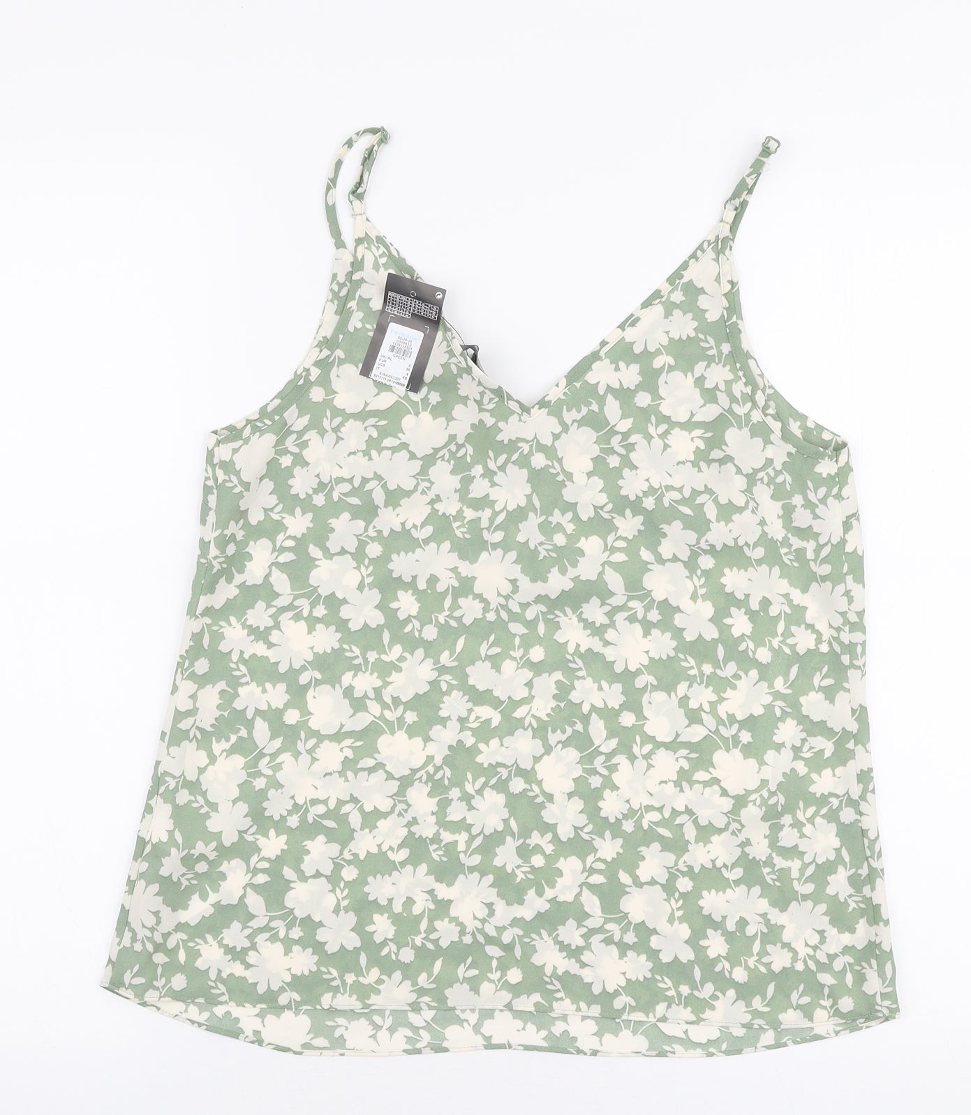 Primark Womens Green Floral Polyester Camisole Blouse Size 8 V-Neck