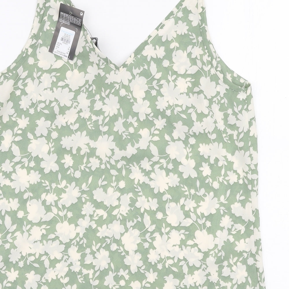 Primark Womens Green Floral Polyester Camisole Blouse Size 8 V-Neck