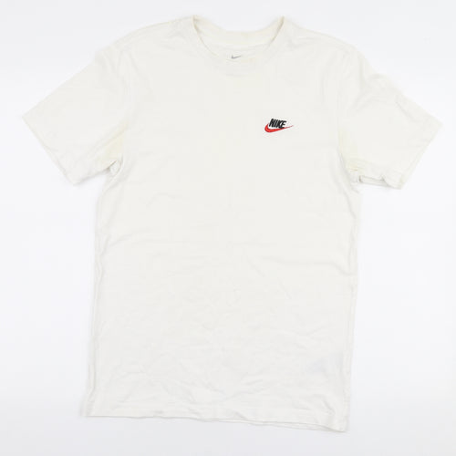Nike Womens White  100% Cotton Jersey T-Shirt Size S Round Neck
