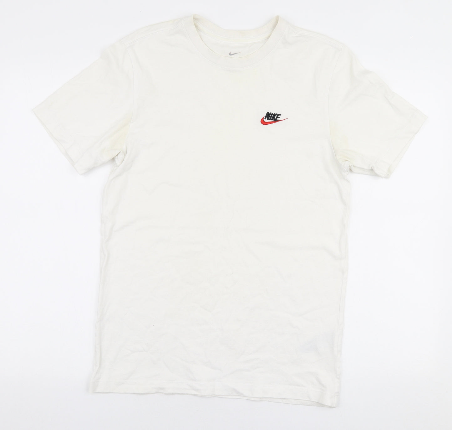 Nike Womens White  100% Cotton Jersey T-Shirt Size S Round Neck