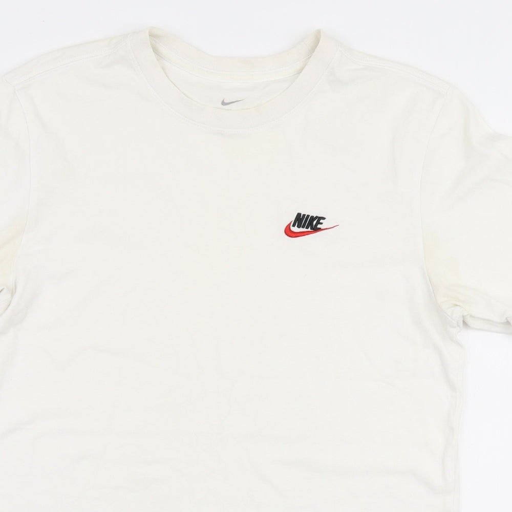 Nike Womens White  100% Cotton Jersey T-Shirt Size S Round Neck