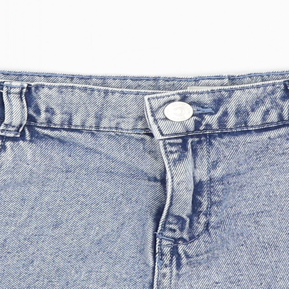 F&F Girls Blue  100% Cotton Hot Pants Shorts Size 11-12 Years  Regular Zip