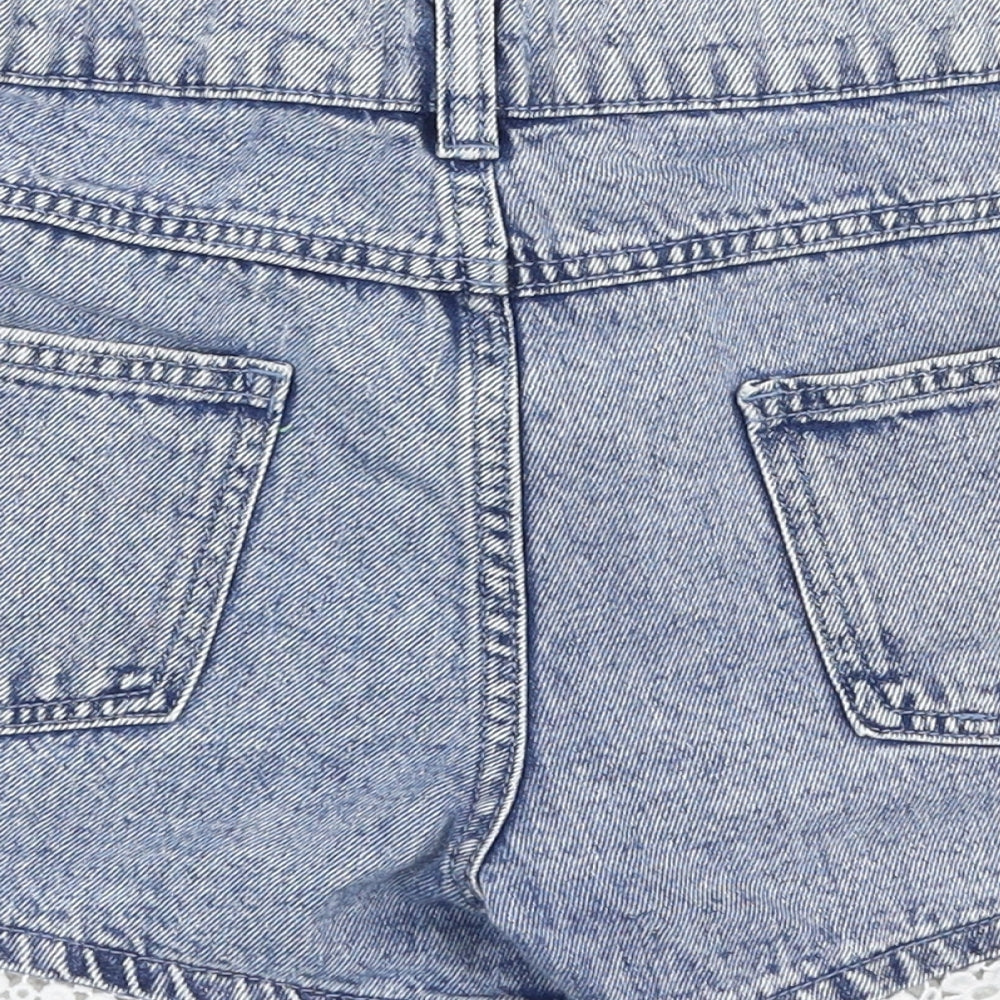 F&F Girls Blue  100% Cotton Hot Pants Shorts Size 11-12 Years  Regular Zip