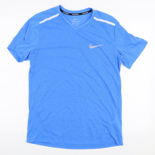Nike Mens Blue  Polyester Jersey T-Shirt Size M V-Neck Pullover