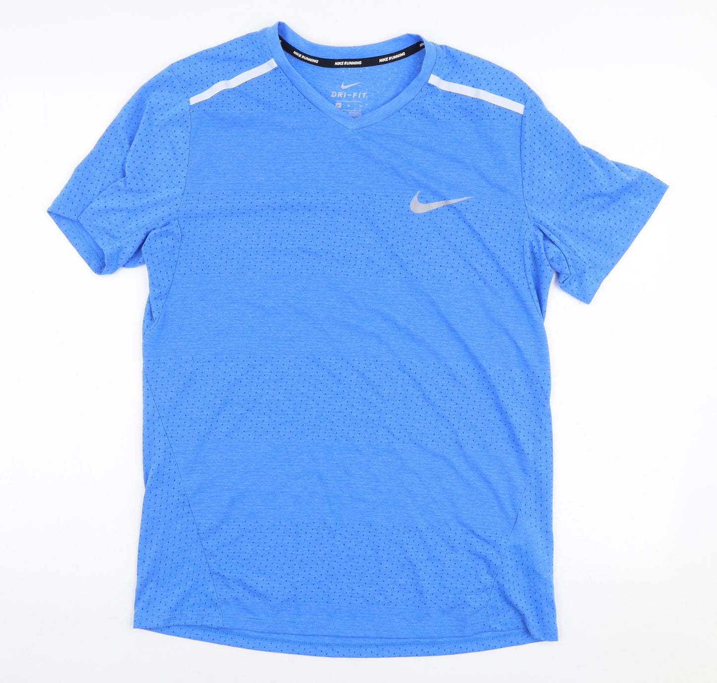 Nike Mens Blue  Polyester Jersey T-Shirt Size M V-Neck Pullover