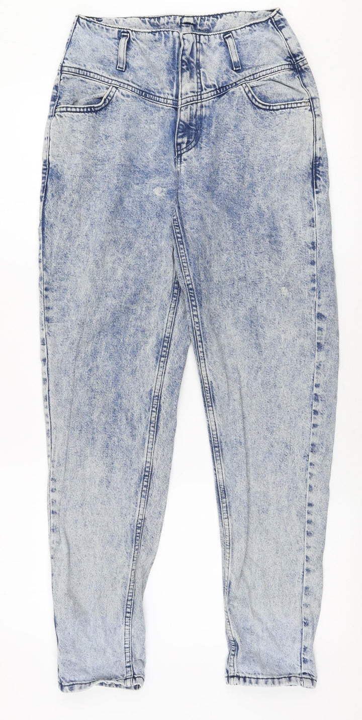 Denim Co Womens Blue 100% Cotton Mom Jeans Size 8 L30 in Regular Zip