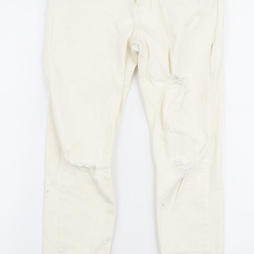 Denim Co Womens Ivory  Cotton Skinny Jeans Size 10 L27 in Slim Zip