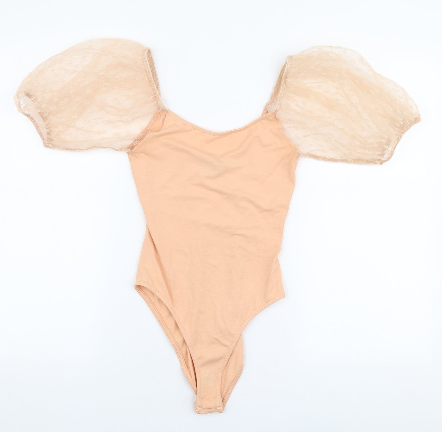 Primark Womens Orange  Cotton Bodysuit One-Piece Size XS  Snap
