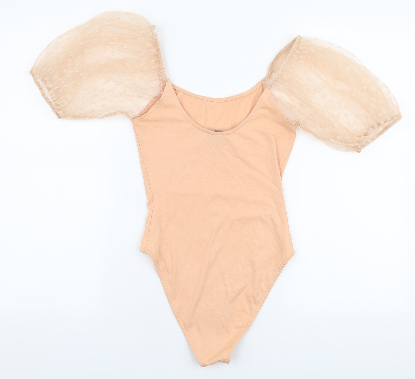 Primark Womens Orange  Cotton Bodysuit One-Piece Size XS  Snap