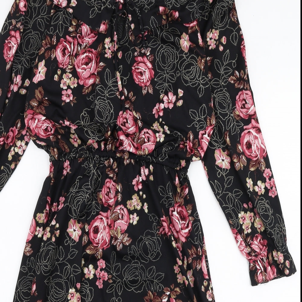 Preworn Womens Multicoloured Floral Polyester Skater Dress  Size M  Off the Shoulder Pullover