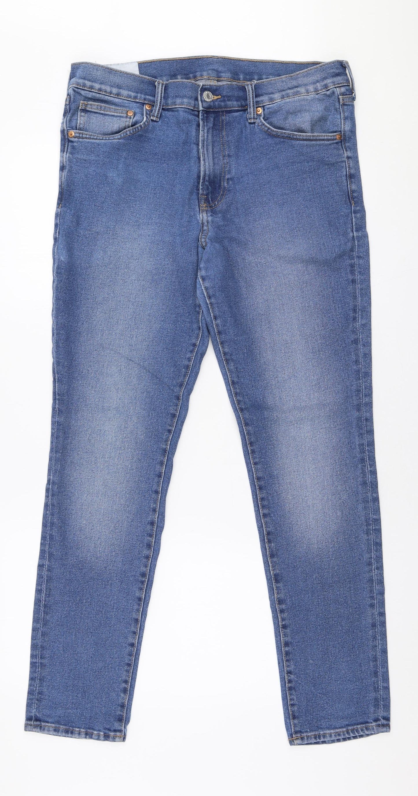 H&M Mens Blue  Polyester Skinny Jeans Size 36 in L32 in Slim Zip