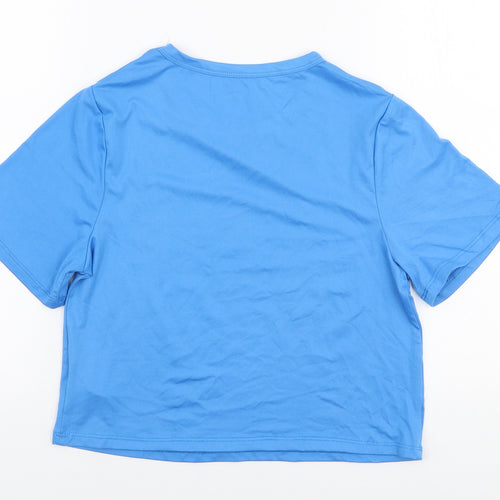 Primark Womens Blue  Polyester Cropped T-Shirt Size 6 Round Neck - Disney Stitch