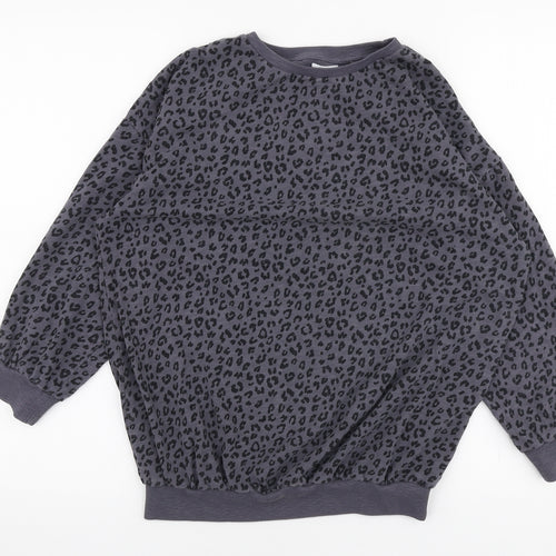 NEXT Girls Grey Animal Print 100% Cotton Pullover Sweatshirt Size 11 Years  Pullover