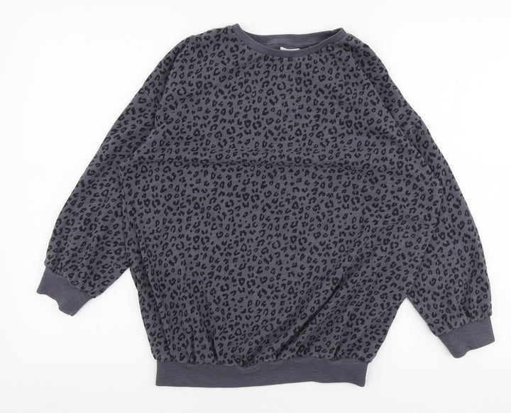 NEXT Girls Grey Animal Print 100% Cotton Pullover Sweatshirt Size 11 Years Pullover