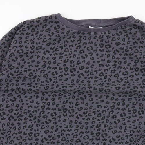 NEXT Girls Grey Animal Print 100% Cotton Pullover Sweatshirt Size 11 Years  Pullover