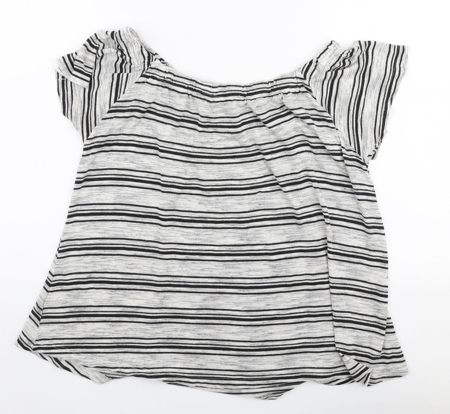 Papaya Womens Grey Striped Viscose Jersey Blouse Size 14 Off the Shoulder