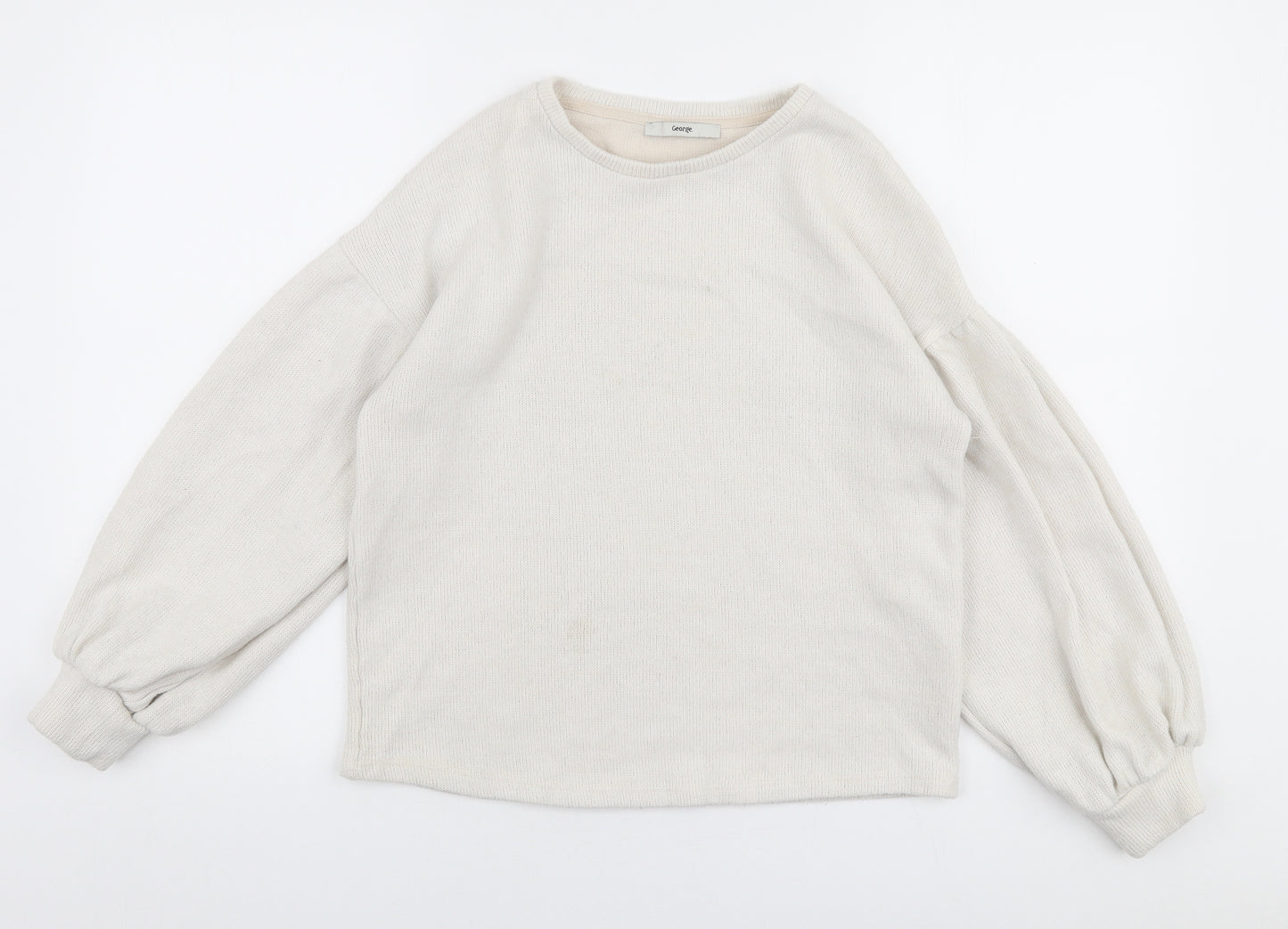 George Womens Beige Round Neck  Cotton Pullover Jumper Size 10