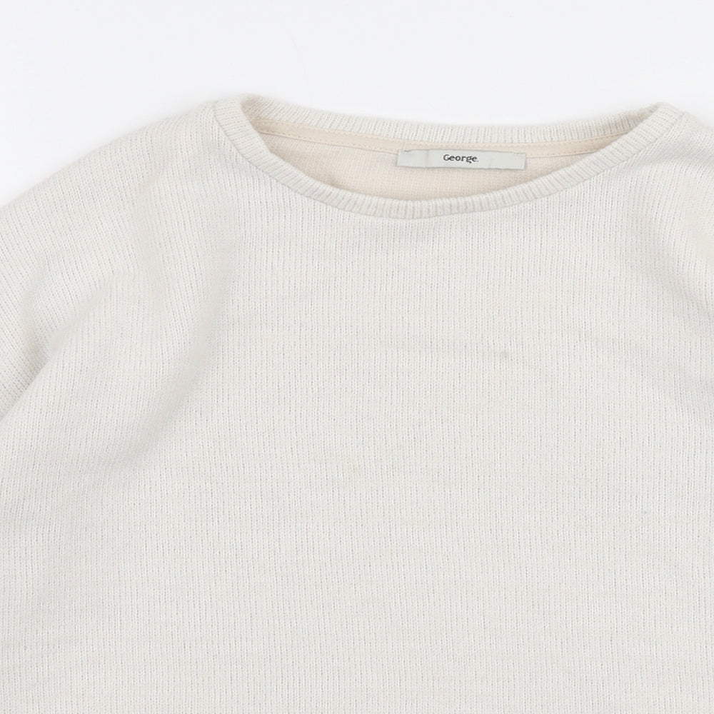 George Womens Beige Round Neck  Cotton Pullover Jumper Size 10