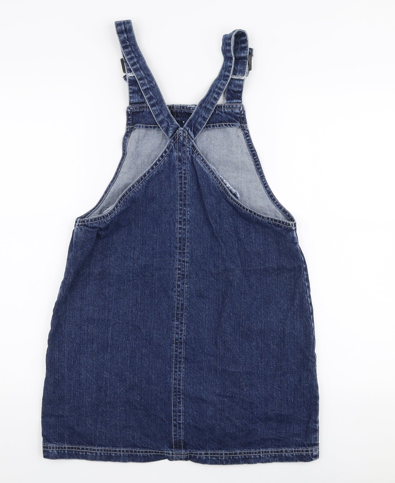 Papaya Womens Blue  100% Cotton Pinafore/Dungaree Dress  Size 10  High Neck Pullover