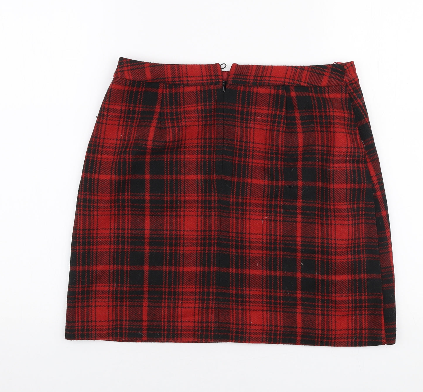 Preworn Womens Multicoloured Plaid Polyester A-Line Skirt Size 29 in   Zip
