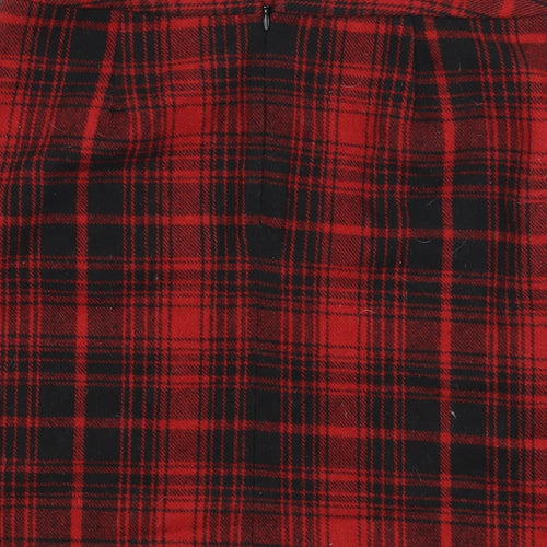 Preworn Womens Multicoloured Plaid Polyester A-Line Skirt Size 29 in   Zip