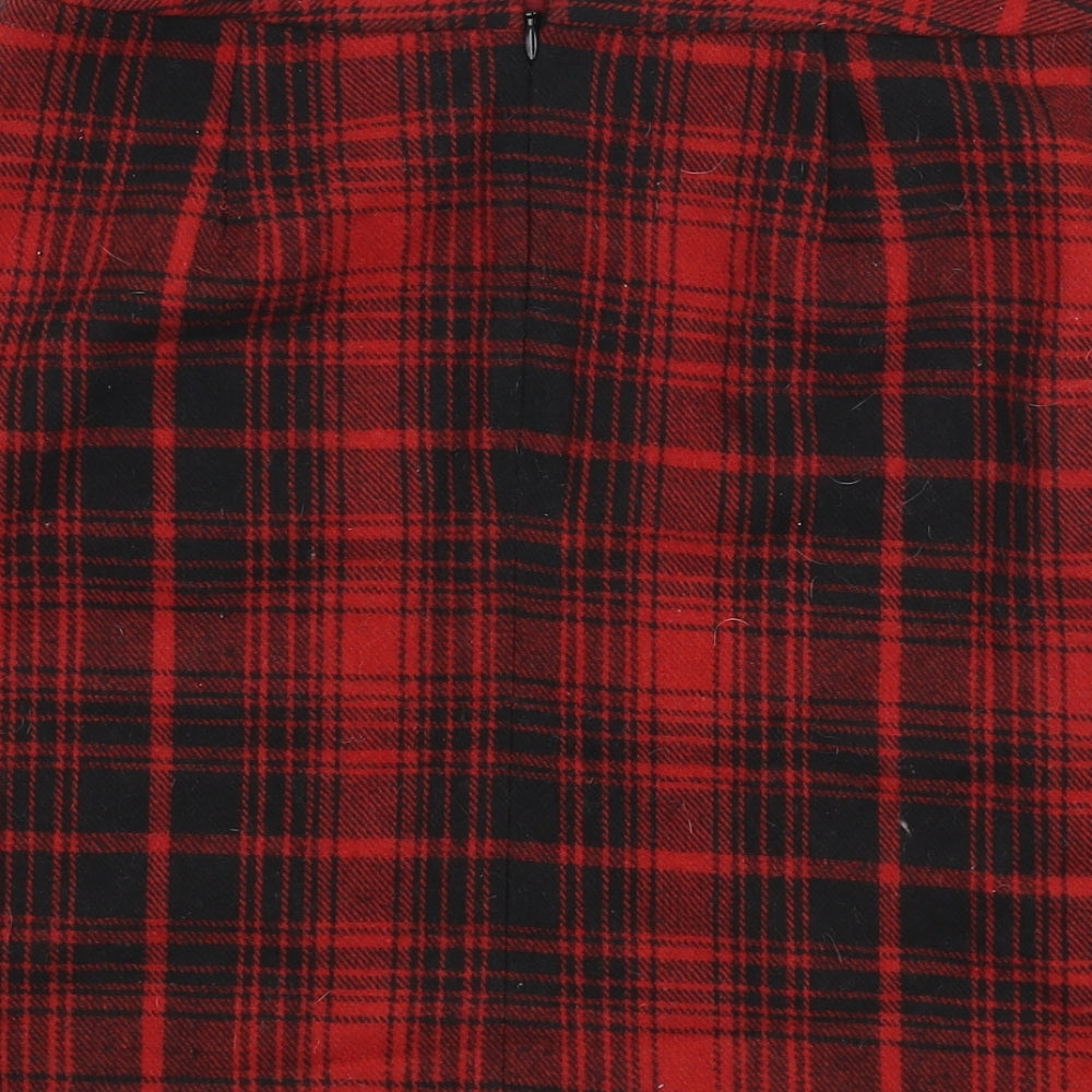 Preworn Womens Multicoloured Plaid Polyester A-Line Skirt Size 29 in   Zip