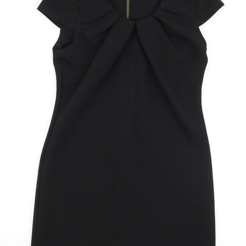 Penny Choo Womens Black  Polyester A-Line  Size 8  Round Neck Zip