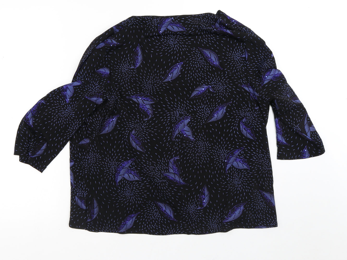 Bonmarché Womens Black Round Neck Geometric Polyester Cardigan Jumper Size L   - Two Layers, Birds