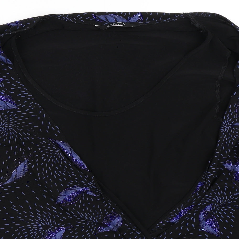 Bonmarché Womens Black Round Neck Geometric Polyester Cardigan Jumper Size L   - Two Layers, Birds