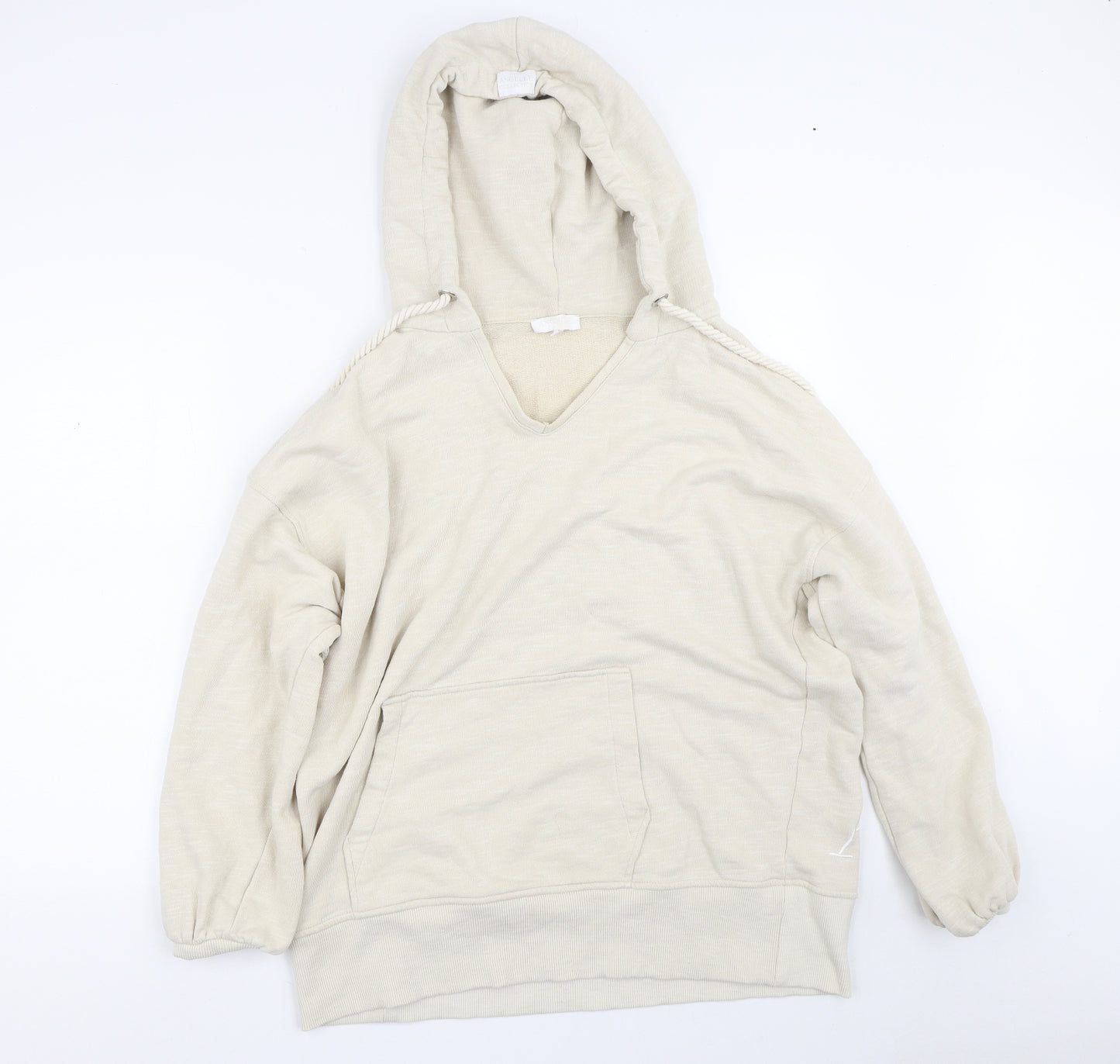 Angelle Womens Beige  Cotton Pullover Hoodie Size M