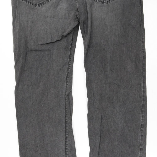 Marks and Spencer Mens Grey  Cotton Straight Jeans Size XL L33 in Regular