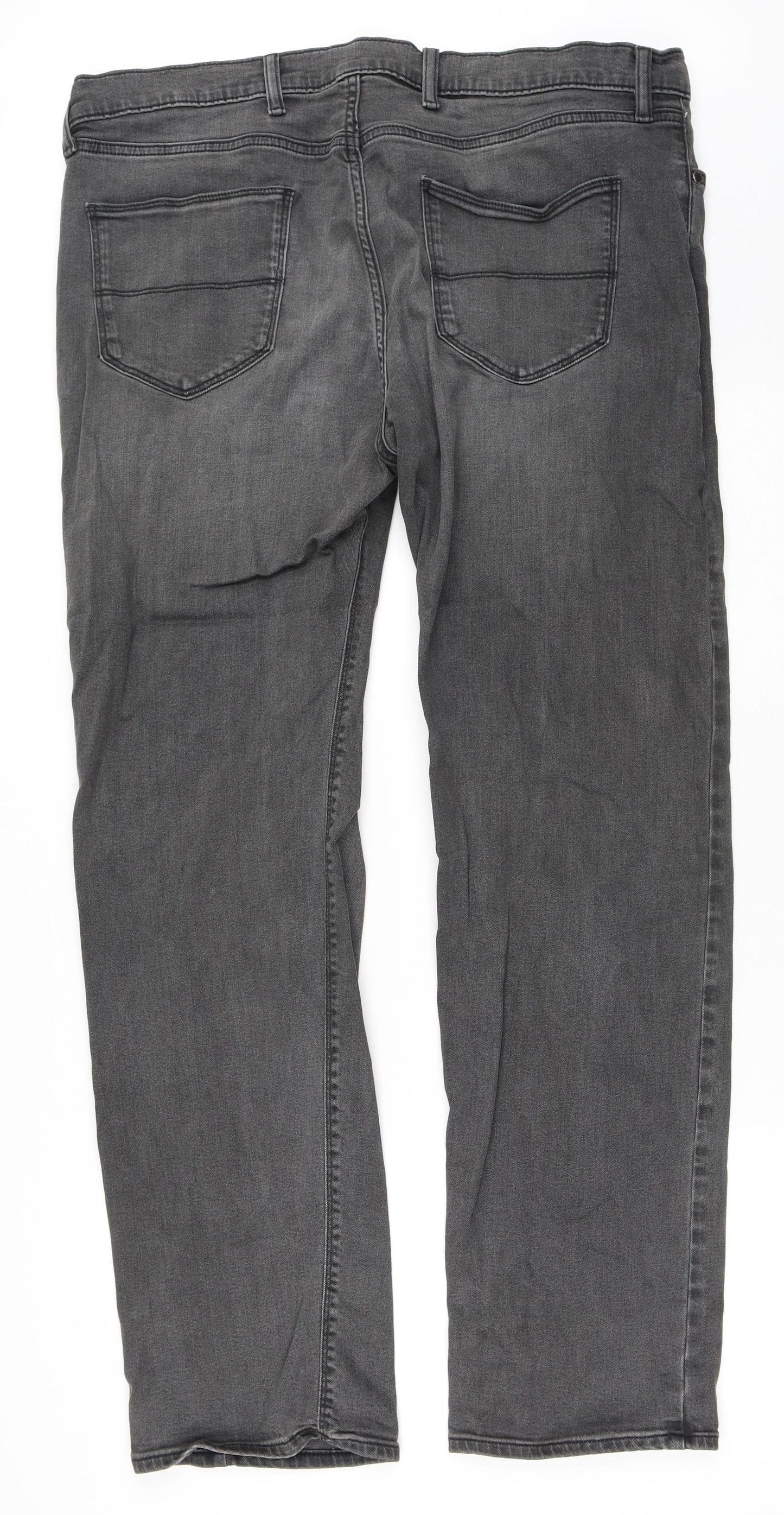 Marks and Spencer Mens Grey  Cotton Straight Jeans Size XL L33 in Regular