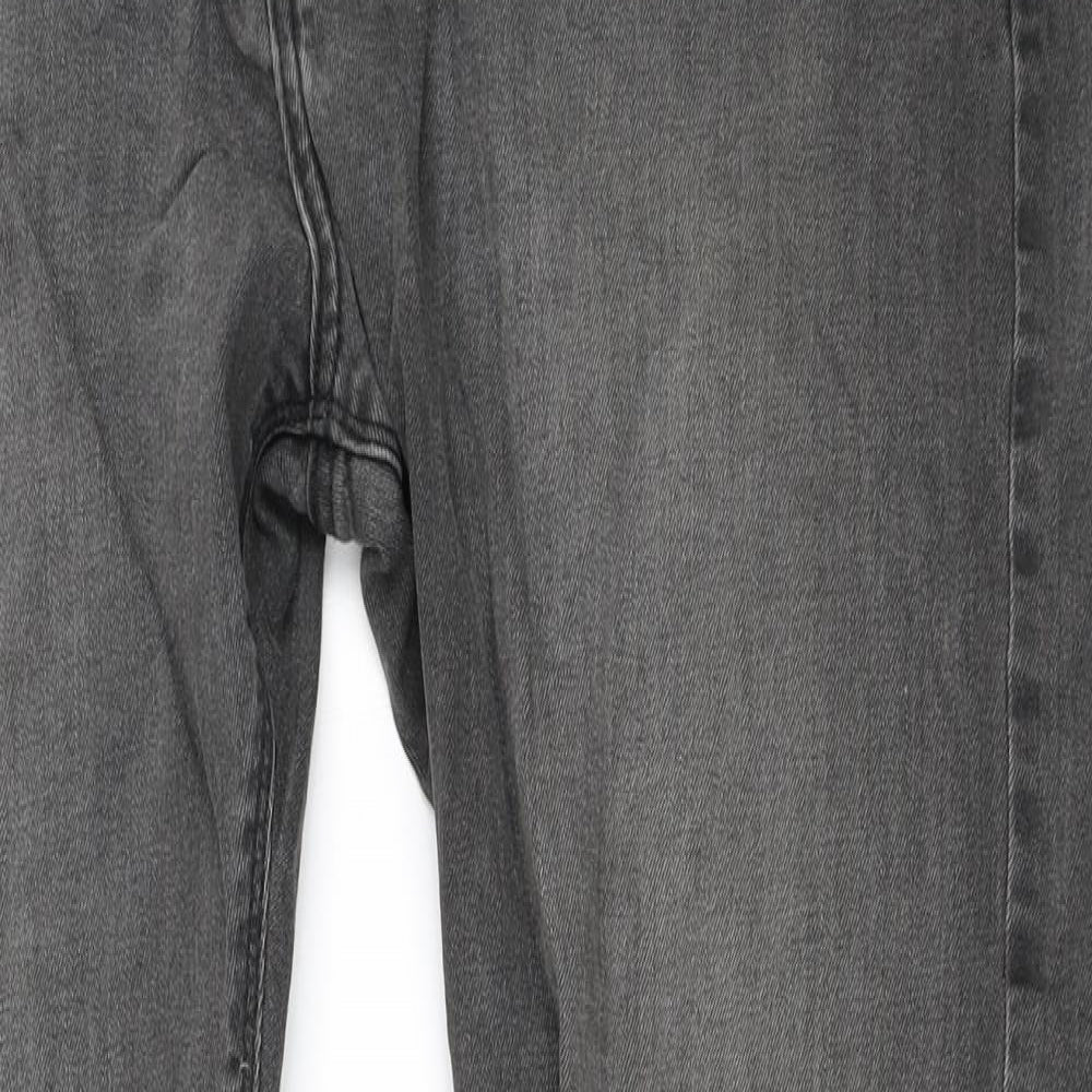 Marks and Spencer Mens Grey  Cotton Straight Jeans Size XL L33 in Regular