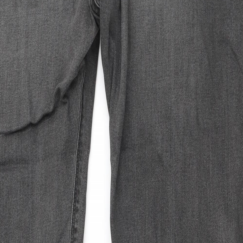 Marks and Spencer Mens Grey  Cotton Straight Jeans Size XL L33 in Regular