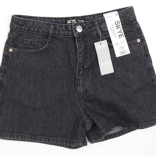 George Womens Black  Cotton Boyfriend Shorts Size 12 L3 in Regular