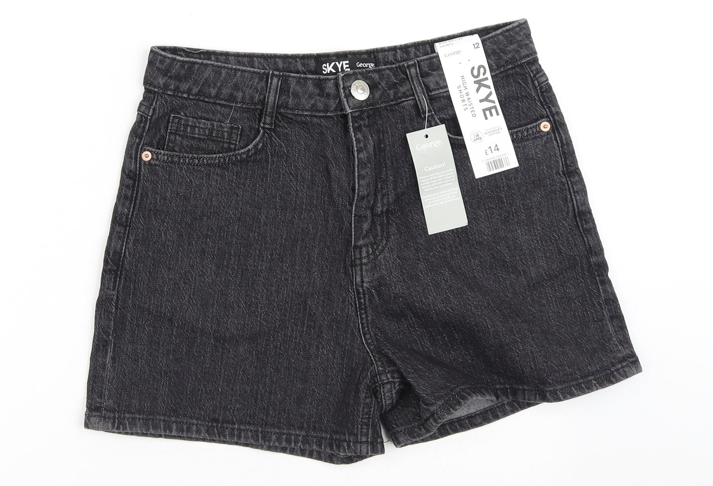 George Womens Black  Cotton Boyfriend Shorts Size 12 L3 in Regular