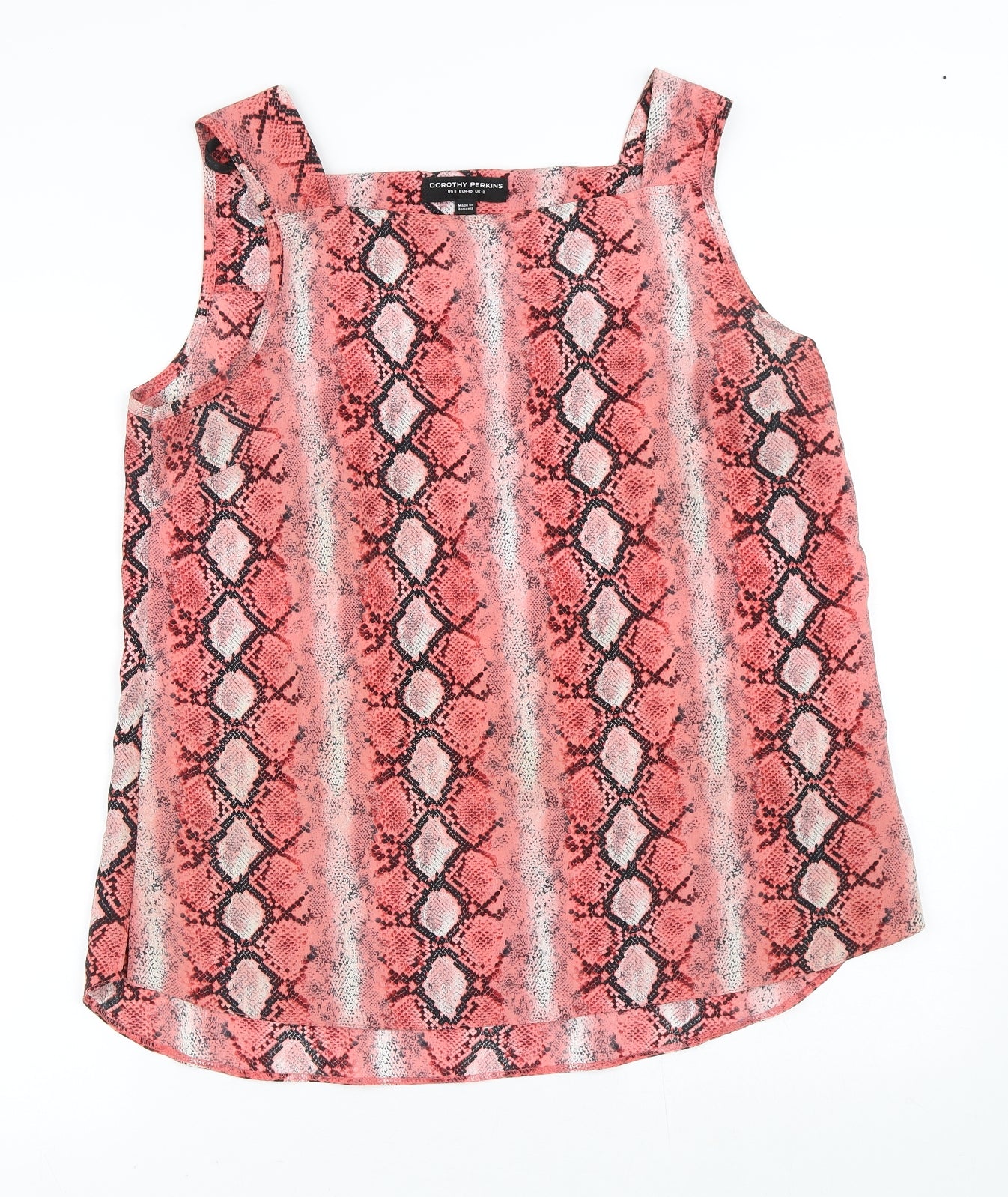 Dorothy Perkins Womens Pink Geometric Polyester Tunic Tank Size 12 Square Neck